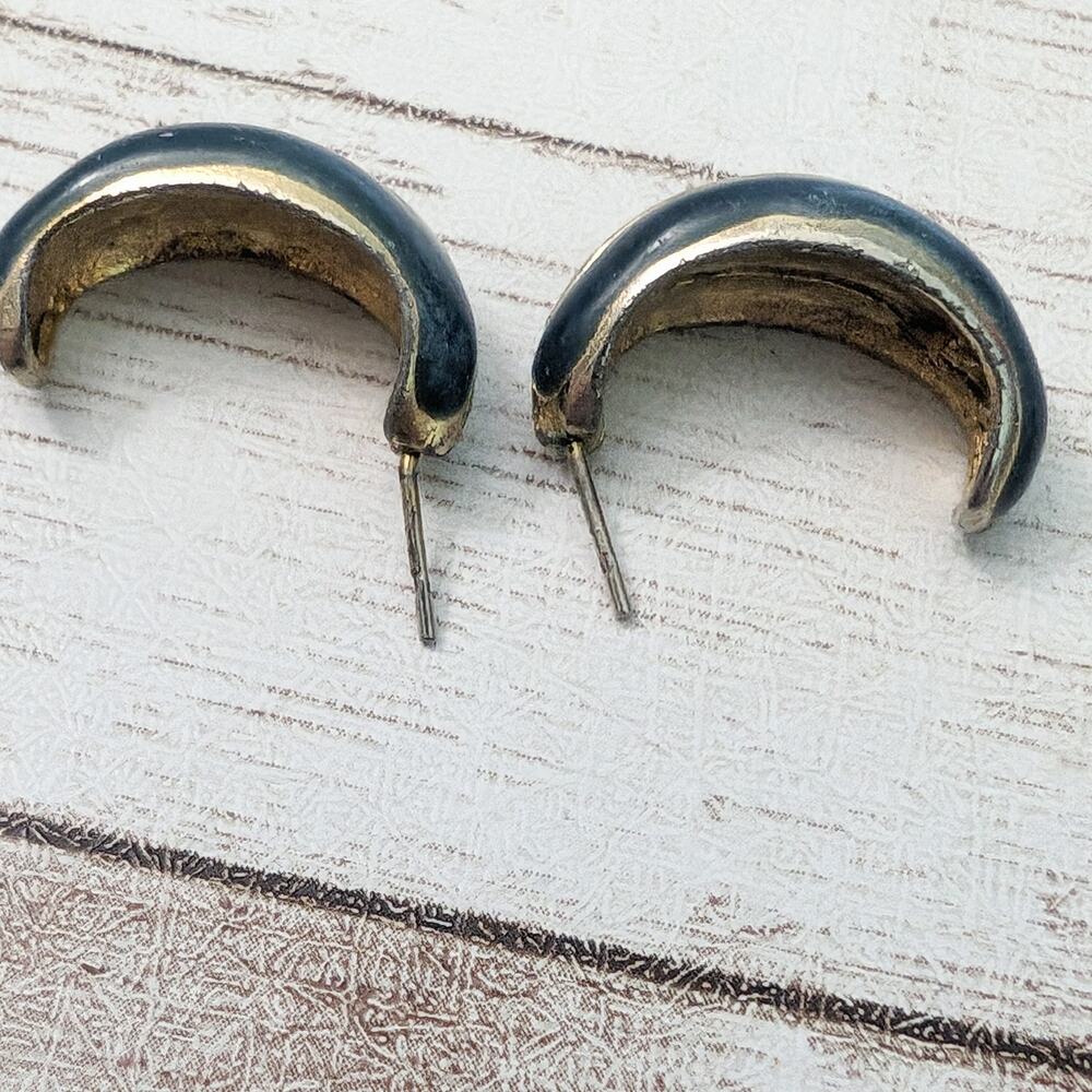 Vintage Earrings For Pierced Ears Dark Teal - Repair Needed - Picture 4 of 6